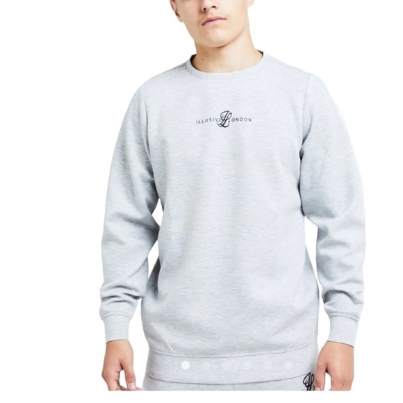 ILLUSIVE London Dual Crew Sweater - Grey Unisex - Picture 1 of 14